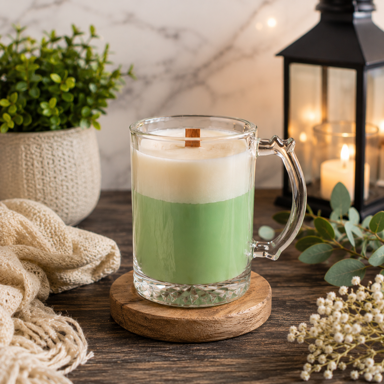 Wooden Wick Glass Mug Candle | Hand-Poured Soy Candle | Warm Glow Candle Co.