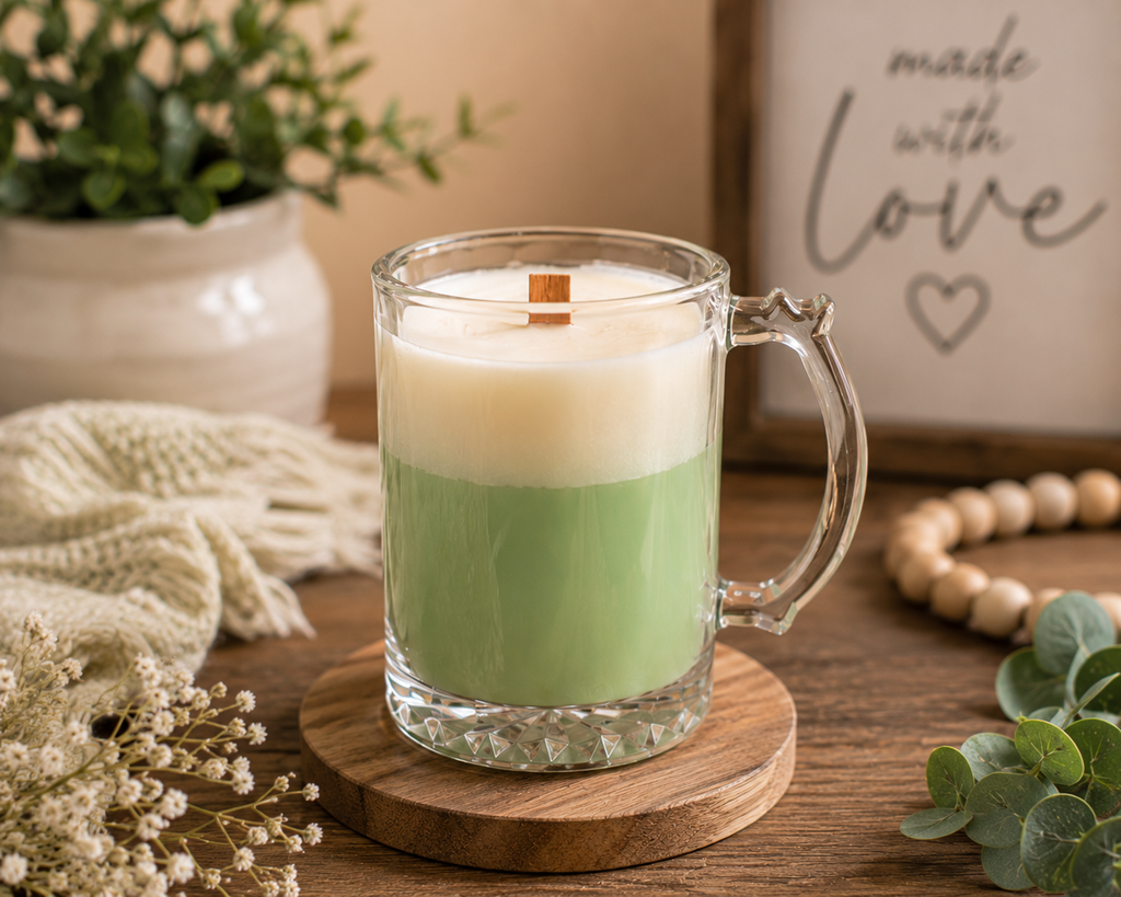 Wooden Wick Glass Mug Candle | Hand-Poured Soy Candle | Warm Glow Candle Co.